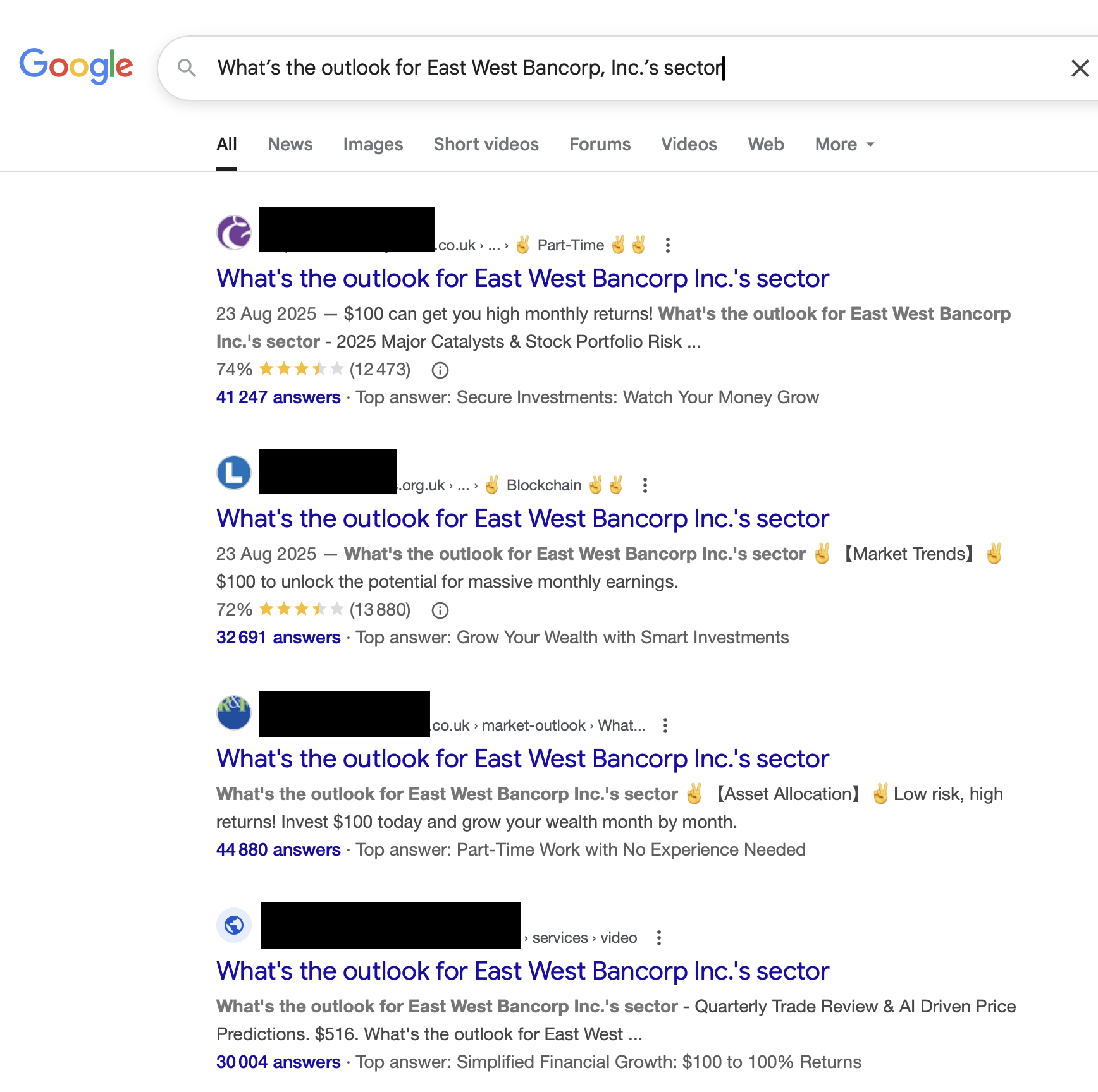 Figure 4 - Google SEO results